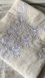 Load image into Gallery viewer, Madiha Women's Lakhnavi Handcrafted Mul Chanderi Unstitched Kurta And Dupatta Set - HONC0364264