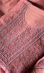 Load image into Gallery viewer, Women's Lakhnavi Handcrafted Unstitched Munga Silk Chikankari Kurta And Dupatta Set- HONC0280939