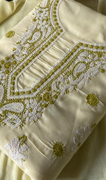 Load image into Gallery viewer, Women's Lakhnavi Handcrafted Unstitched Cotton Chikankari Suit Material - HONC0351040
