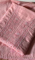 将图像加载到图库查看器中， Women's Lakhnavi Handcrafted Mul Chanderi Unstitched Chikankari Full Suit Material - HONC0354633