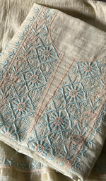 Load image into Gallery viewer, Women's Lakhnavi Handcrafted Mul Chanderi Unstitched Chikankari Full Suit Material - HONC0369243