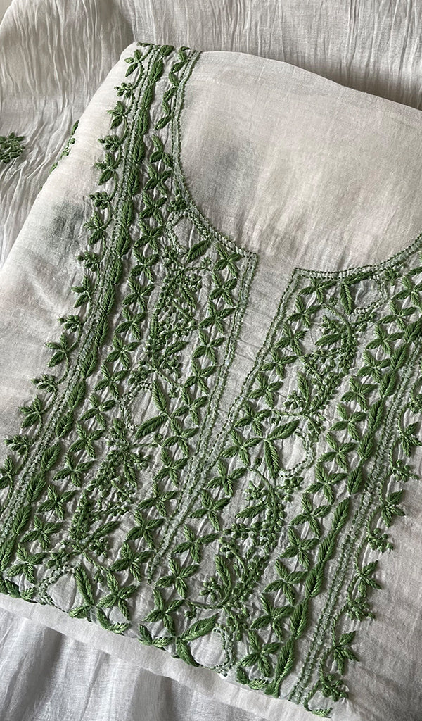 Women's Lakhnavi Handcrafted Mul Chanderi Kurta And Dupatta Set - HONC0263963