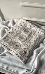 将图像加载到图库查看器中， Women&#39;s Lucknowi Handcrafted Viscose Georgette Semi - Stitched Chikankari Kurta and Dupatta Set- HONC0328907
