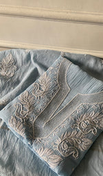 Load image into Gallery viewer, Navedaa Women's Lakhnavi Handcrafted Mul Chanderi Unstitched Kurta And Dupatta Set- HONC0362579
