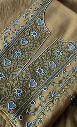 Load image into Gallery viewer, Women&#39;s Lakhnavi Handcrafted Mul Chanderi Chikankari Full Suit Material - HONC0307414
