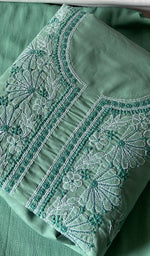 Load image into Gallery viewer, Women's Lakhnavi Handcrafted Unstitched Cotton Chikankari Suit Material - HONC0364006