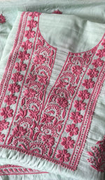 Women's Lakhnavi Handcrafted Cotton Unstitched Kurta And Dupatta Set - HONC0245299