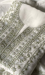 Load image into Gallery viewer, Women's Lakhnavi Handcrafted Unstitched Mul Chanderi Kurta And Dupatta Set - HONC0327487