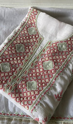 Load image into Gallery viewer, Rashi Women's Lakhnavi Handcrafted Mul Chanderi Unstitched Kurta And Dupatta Set - HONC0355685