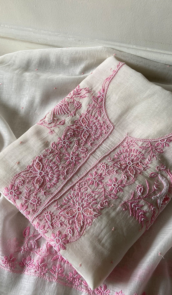 Titlee Women's Lakhnavi Handcrafted Mul Chanderi Unstitched Kurta And Dupatta Set - HONC0365664