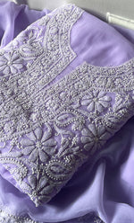 Load image into Gallery viewer, Women's Lucknowi Handcrafted Faux-Georgette Chikankari Suit Material - HONC0315341