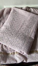 将图像加载到图库查看器中， Pure Mul Chanderi Chikankari 3 Pc Unstitched Suit Set