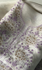 Load image into Gallery viewer, Women's Lakhnavi Handcrafted Pure Organza Chikankari Unstitched Kurta And Dupatta Set- HONC0336955