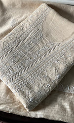 Load image into Gallery viewer, Women's Lakhnavi Handcrafted Unstitched Munga Silk Chikankari Kurta And Dupatta Set- HONC0337754