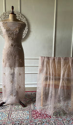 Load image into Gallery viewer, Women's Lakhnavi Handcrafted Pure Organza Chikankari Unstitched Kurta And Dupatta Set- HONC0366975