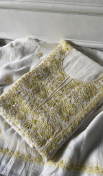 Load image into Gallery viewer, Women's Lakhnavi Handcrafted Mul Chanderi Unstitched Kurta And Dupatta Set - HONC0355844