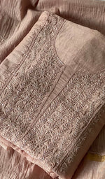 Women's Lakhnavi Handcrafted Chanderi Silk Unstitched Chikankari Full Suit - HONC0367195