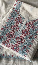 Load image into Gallery viewer, Women's Lakhnavi Handcrafted Mul Chanderi Unstitched Kurta And Dupatta Set - HONC0366821
