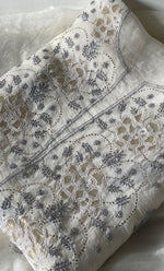 Load image into Gallery viewer, Women&#39;s Lakhnavi Handcrafted Pure Organza Chikankari Unstitched Kurta And Dupatta Set- HONC0311879
