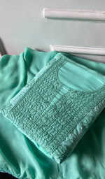 Load image into Gallery viewer, Women's Lakhnavi Handcrafted Cotton Unstitched Chikankari Suit Material - HONC0365121