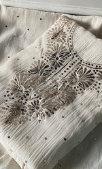 Load image into Gallery viewer, Women's Lakhnavi Handcrafted Mul Chanderi Unstitched Kurta And Dupatta Set- HONC0338716