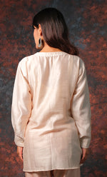 Load image into Gallery viewer, Women&#39;s Lakhnavi Handcrafted Chanderi Silk Chikankari Top And Pant Set - HONC0310746
