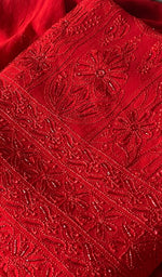 Load image into Gallery viewer, Women's Lucknowi Handcrafted Viscose Georgette Unstitched Chikankari Suit Material - HONC0317983