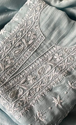 将图像加载到图库查看器中， Women's Lakhnavi Handcrafted Unstitched Mul Chanderi Kurta And Dupatta Set - HONC0329030