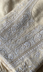 Load image into Gallery viewer, Women's Lakhnavi Handcrafted Unstitched Munga Silk Chikankari Kurta And Dupatta Set- HONC0275148