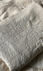Load image into Gallery viewer, Women's Lakhnavi Handcrafted Unstitched Munga Silk Chikankari Kurta And Dupatta Set- HONC0337755