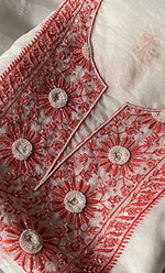 Load image into Gallery viewer, Women&#39;s Lakhnavi Handcrafted Pure Organza Chikankari Unstitched Kurta And Dupatta Set- HONC0288317
