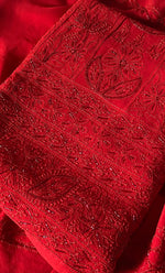 Load image into Gallery viewer, Women's Lakhnavi Handcrafted Viscose Georgette Unstitched Chikankari Full Suit Material - HONC0325145