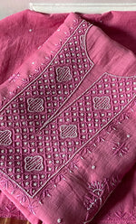 Load image into Gallery viewer, Women's Lakhnavi Handcrafted Unstitchd Mul Chanderi Kurta And Dupatta Set - HONC0310807