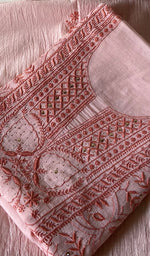 Load image into Gallery viewer, Women's Lakhnavi Handcrafted Maheshwari Mul Chanderi Unstitched Kurta And Dupatta Set - HONC02609390