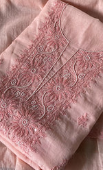 Load image into Gallery viewer, Women's Lakhnavi Handcrafted Mul Chanderi Unstitched Chikankari Full Suit Material - HONC0297193