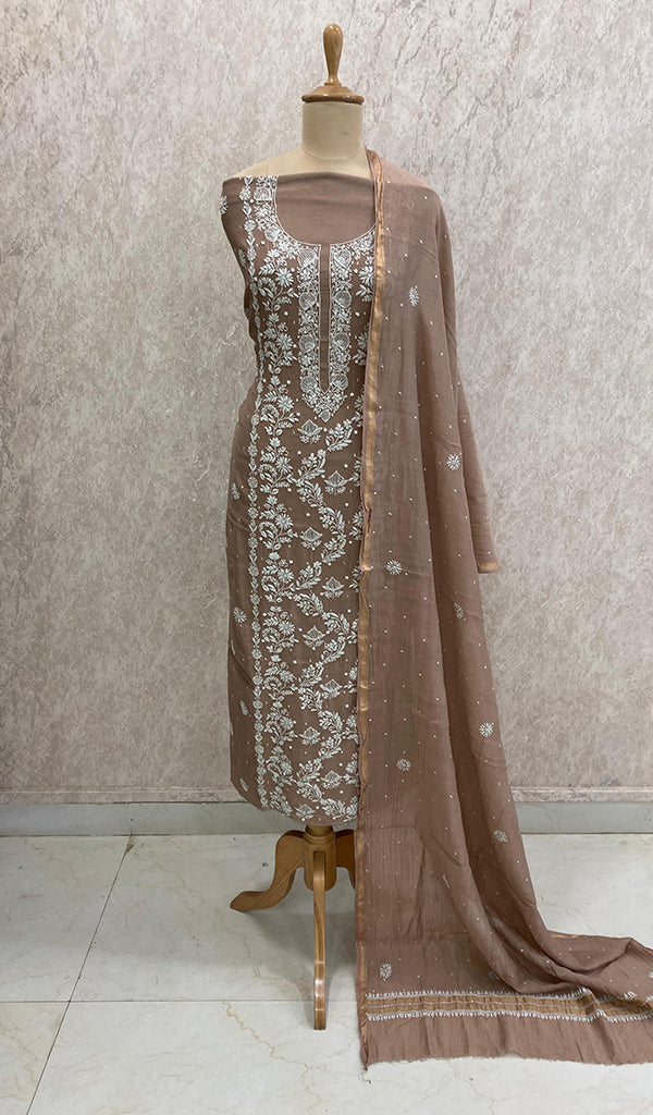 Women's Lakhnavi Handcrafted Mul Chanderi Kurta And Dupatta Set - HONC0289000