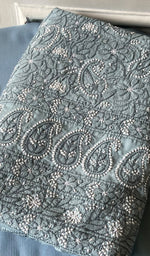 将图像加载到图库查看器中， Women's Lakhnavi Handcrafted Cotton Unstitched Chikankari Suit Material - HONC0354989