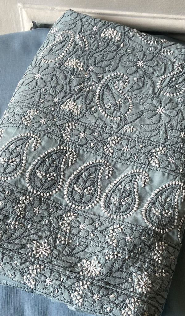 Women's Lakhnavi Handcrafted Cotton Unstitched Chikankari Suit Material - HONC0354989