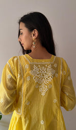Load image into Gallery viewer, Fariah Women's Lucknowi Handcrafted Mul Chanderi Chikankari Kurti - HONC0264995