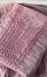 Load image into Gallery viewer, Women's Lakhnavi Handcrafted Mul Chanderi Unstitched Chikankari Full Suit Material - HONC0316859