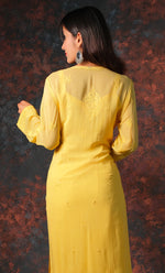 Load image into Gallery viewer, Yusra Women&#39;s Lakhnavi Handcrafted Viscose Georgette Chikankari Kurti- HONC0327255
