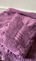 将图像加载到图库查看器中， Women's Lucknowi Handcrafted Faux-Georgette Unstitched Chikankari Suit Material - HONC0347511