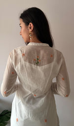 Load image into Gallery viewer, Sophia Women's Lakhnavi Handcrafted Mul Chanderi Chikankari Top - HONC0373010