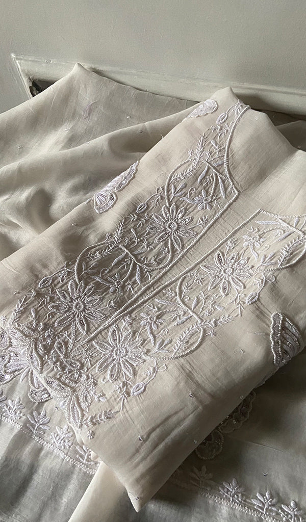 Titlee Women's Lakhnavi Handcrafted Mul Chanderi Unstitched Kurta And Dupatta Set - HONC0355841