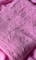 Load image into Gallery viewer, Women&#39;s Lakhnavi Handcrafted Viscose Georgette Chikankari Full Suit Material - HONC0271105
