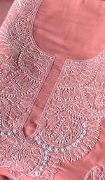 将图像加载到图库查看器中， Women's Lakhnavi Handcrafted Cotton Unstitched Chikankari Suit Material - HONC0360785