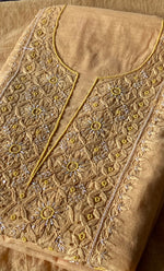 Load image into Gallery viewer, Women's Lakhnavi Handcrafted Mul Chanderi Unstitched Chikankari Full Suit Material - HONC0328113