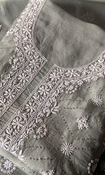 Load image into Gallery viewer, Rubi Women's Lakhnavi Handcrafted Pure Organza Chikankari Unstitched Kurta And Dupatta Set-  HONC0326309