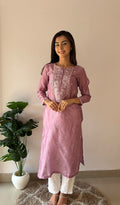 Advika Women's Lucknowi Handcrafted Chanderi Silk Chikankari Kurti - HONC0357074
