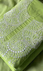 Load image into Gallery viewer, Women's Lakhnavi Handcrafted Unstitched Cotton Chikankari Suit Material - HONC0333967